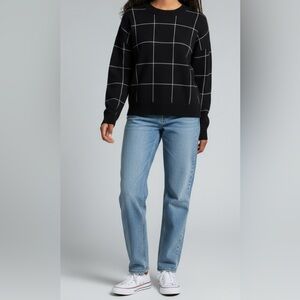 Tahari Black and White Plaid Sweater- Medium